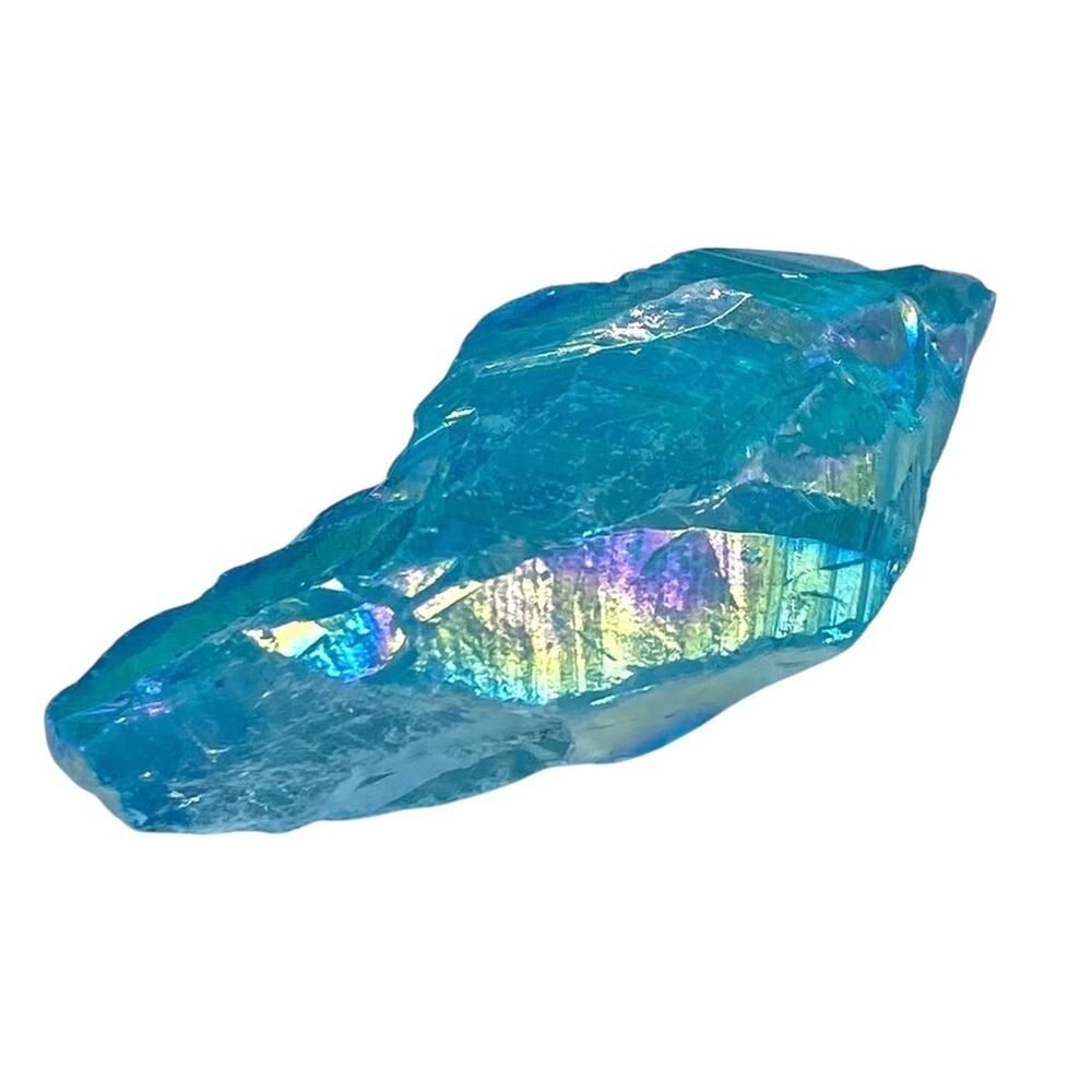 Blue Aura Clear Crystal Point Stone Titanium AB Aurora Borealis Gift Decor